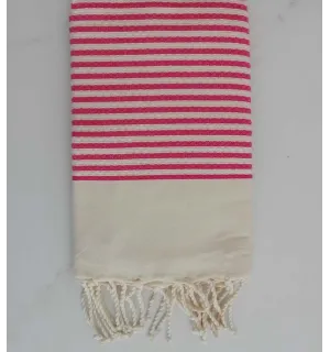 Fouta nido d'ape con strisce lampone continue 