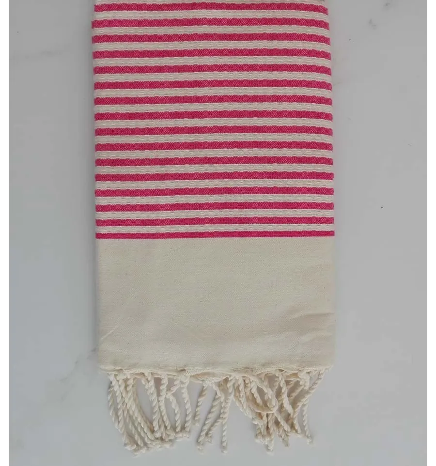 Fouta nido d'ape con strisce lampone continue 