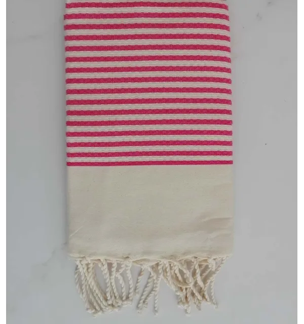 Fouta nido d'ape con strisce lampone continue 