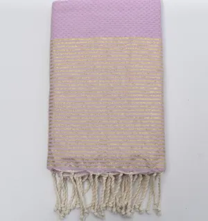 Telo mare nido d'ape rosa angora con lurex Fouta Tunisia - 1 2