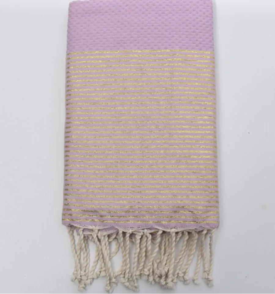 Telo mare nido d'ape rosa angora con lurex Fouta Tunisia - 1