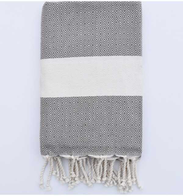 Fouta chevron bianco crema e taupe Fouta Tunisia - 2