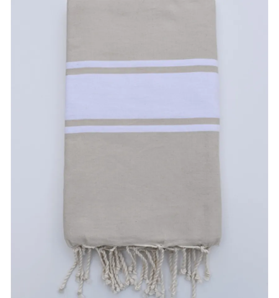 Telo mare piatta beige chiaro Fouta Tunisia - 1