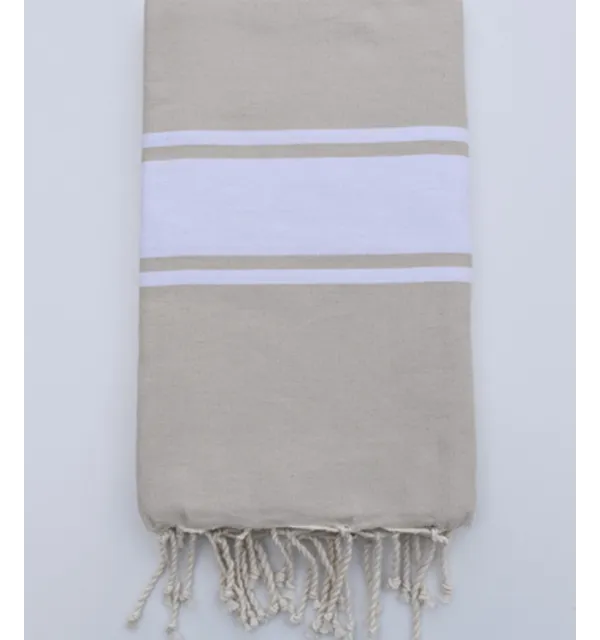 Telo mare piatta beige chiaro Fouta Tunisia - 1