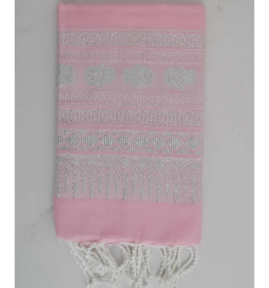 Fouta khomsa rosa chiaro 