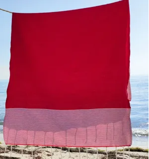 Telo mare nido d'ape rosso chiaro Fouta Tunisia - 1