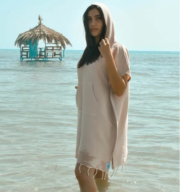 Poncho mare greige Fouta Tunisia - 2