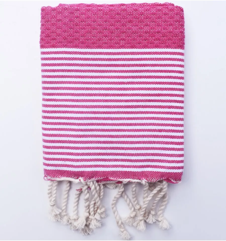 Set di 10 tovaglioli colore rosa con strisce Fouta Tunisia - 1