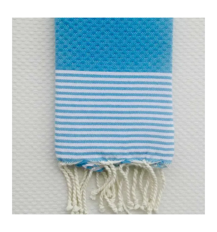 Set di 10 tovaglioli blu bondi con strisce Fouta Tunisia - 1