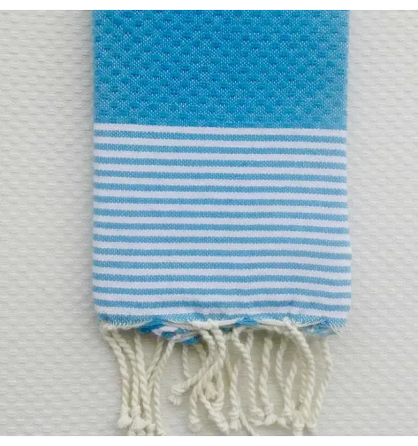 Tovagliolo blu celeste medio a righe Fouta Tunisia - 1