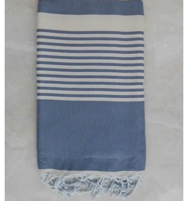 Grande fouta blu con strisce 