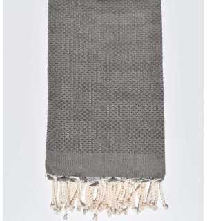 Serviette de plage unie taupe Fouta Tunisia - 1