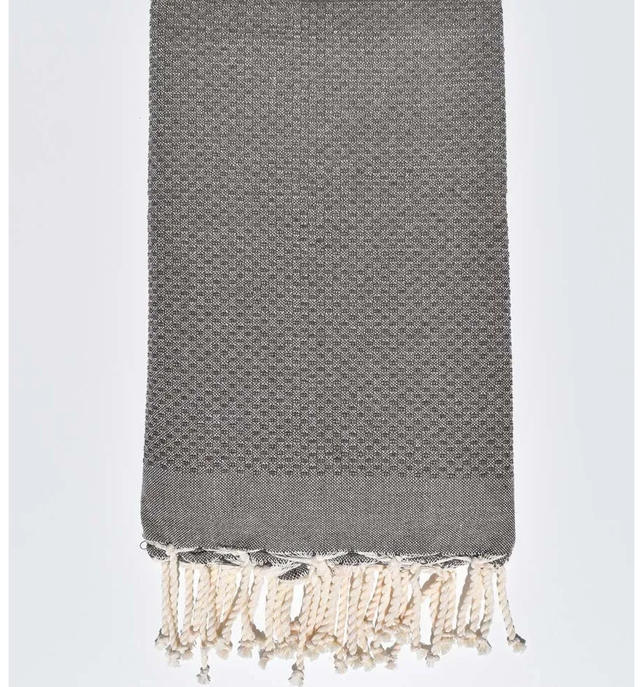 Serviette de plage unie taupe Fouta Tunisia - 1