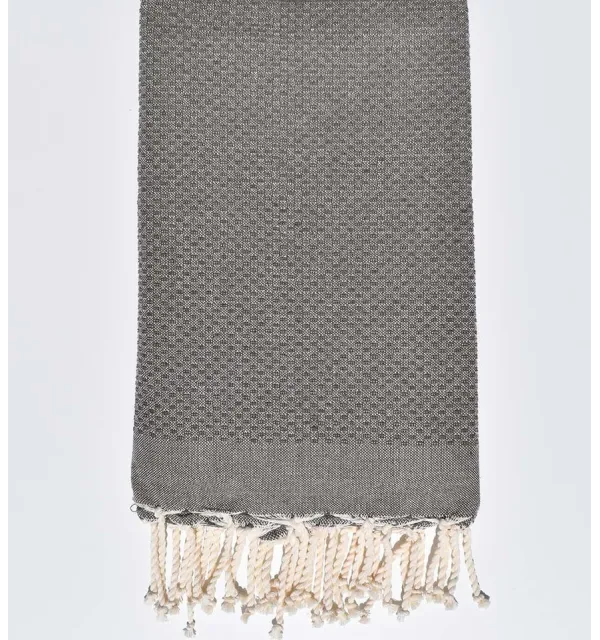 Serviette de plage unie taupe Fouta Tunisia - 1