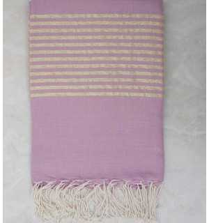 Grande fouta rosa con filo lurex oro 