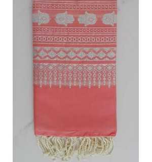 Fouta khomsa rosa salmone 