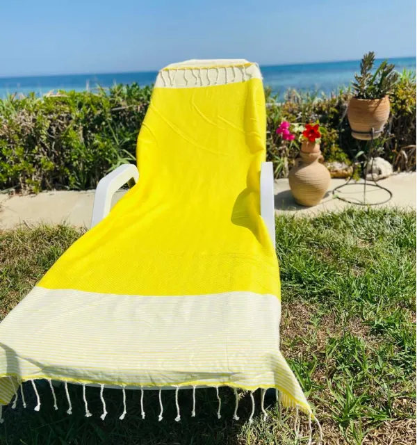 Fouta nido d'ape Limone righe bianche Fouta Tunisia - 1