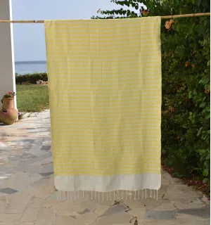 Telo mare zigzag giallo solare Fouta Tunisia - 1 2