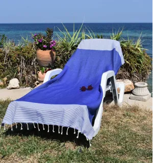 telo mare nido d'ape blu Fouta Tunisia - 1