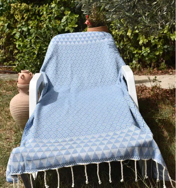 Telo mare jaquard Diamante blu Fouta Tunisia - 4