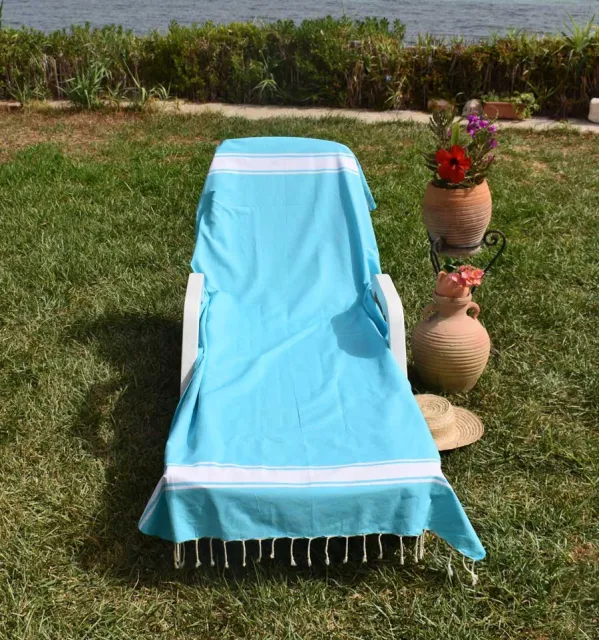 Fouta piatta blu celeste Fouta Tunisia - 5