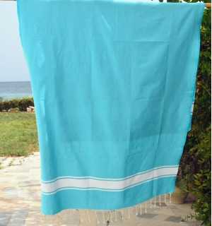 Fouta piatta blu celeste Fouta Tunisia - 1 2