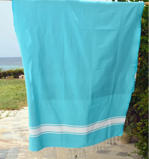 Fouta piatta blu celeste Fouta Tunisia - 3