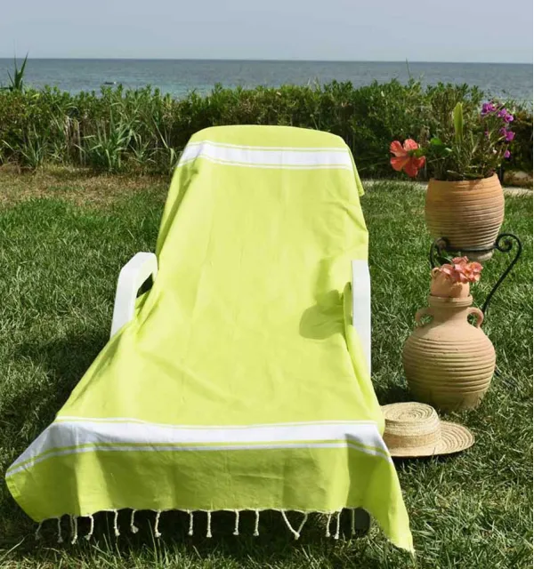 Fouta piatta verde chartreuse Fouta Tunisia - 3