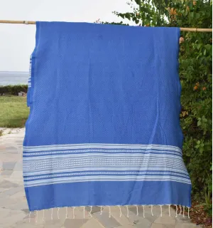 Telo mare arabesco blu e blu fumo Fouta Tunisia - 1