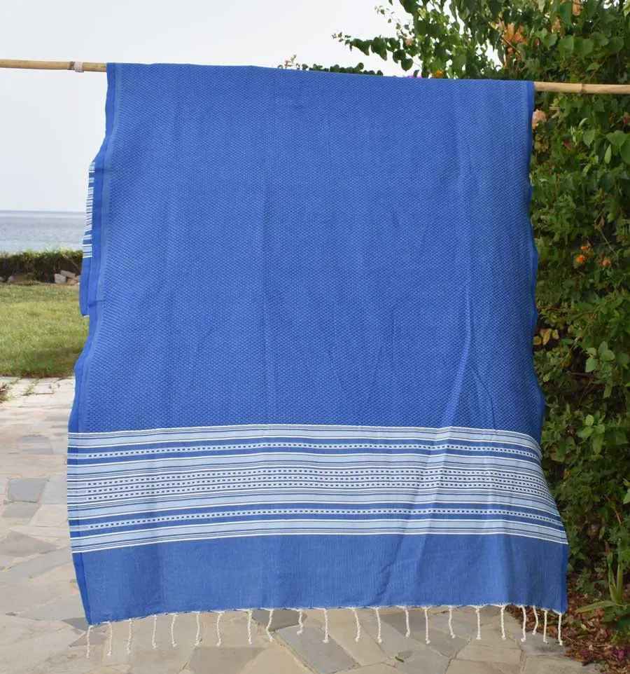 Telo mare arabesco blu e blu fumo Fouta Tunisia - 1