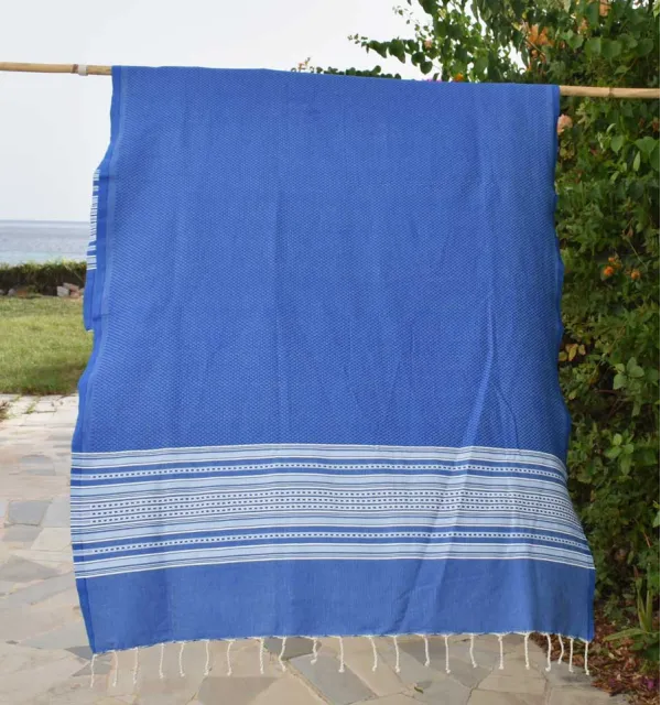 Telo mare arabesco blu e blu fumo Fouta Tunisia - 1