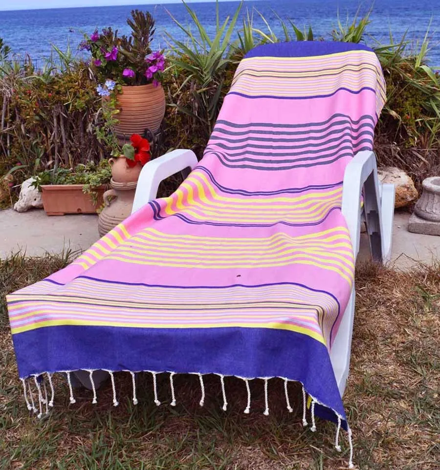 Telo mare 5 colori rosa, blu denim, giallo, grigio chiaro e antracite Fouta Tunisia - 1