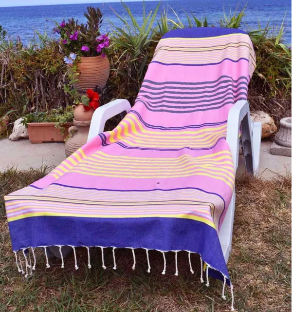 Telo mare 5 colori rosa, blu denim, giallo, grigio chiaro e antracite Fouta Tunisia - 1