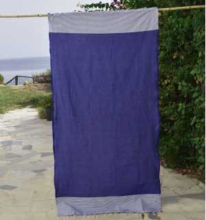 Fouta nido d'ape blu oltremare Fouta Tunisia - 1