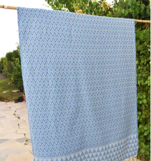 Telo mare jaquard Diamante blu Fouta Tunisia - 1