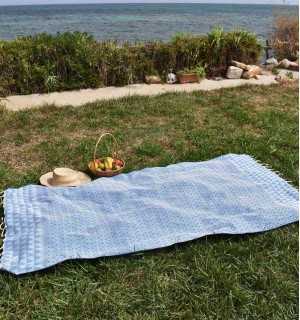 Telo mare jaquard Diamante blu Fouta Tunisia - 1 2