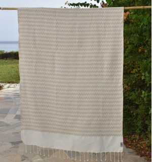 Fouta zigzag greige Fouta Tunisia - 1