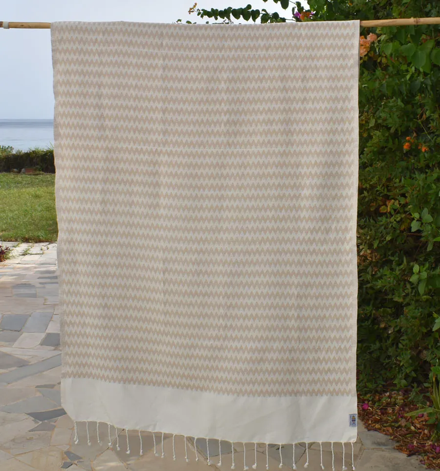 Fouta zigzag greige Fouta Tunisia - 1