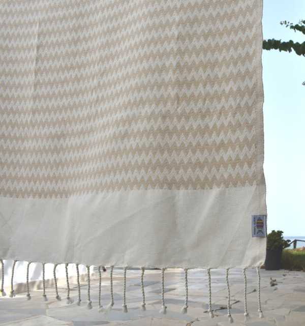 Fouta zigzag greige Fouta Tunisia - 3