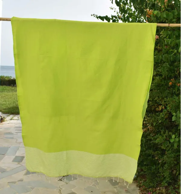 telo mare nido d'ape verde lime Fouta Tunisia - 3