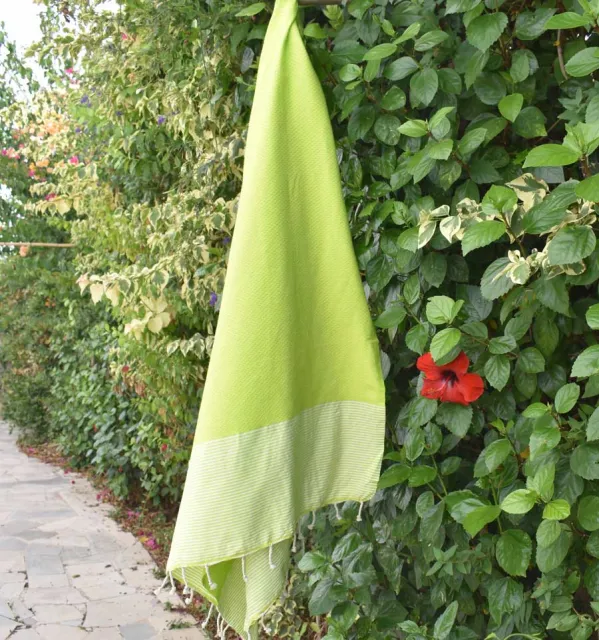 telo mare nido d'ape verde lime Fouta Tunisia - 4