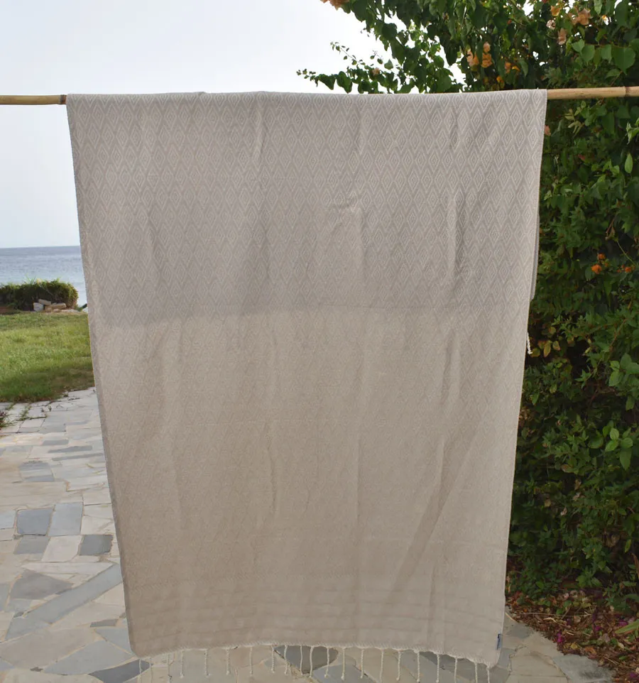 Telo mare jaquard Diamante Beige Fouta Tunisia - 1