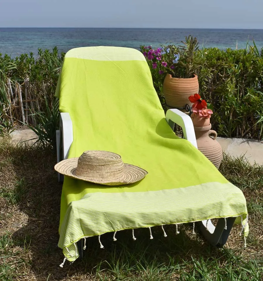 telo mare nido d'ape verde lime Fouta Tunisia - 1