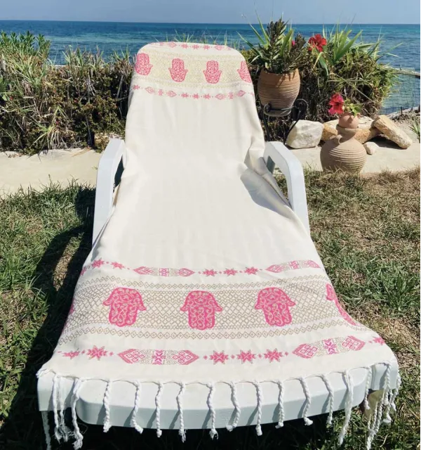 Fouta khomsa rosso violaceo Fouta Tunisia - 1