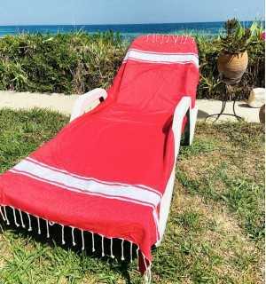 telo mare piatto inglese rosso Fouta Tunisia - 1