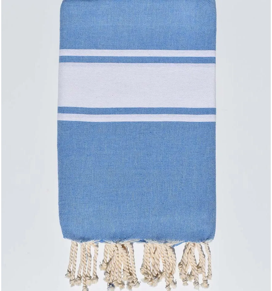 Telo mare in cotone riciclato blu reale Fouta Tunisia - 1