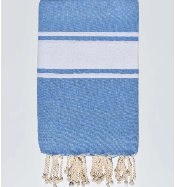 Telo mare in cotone riciclato blu reale Fouta Tunisia - 1