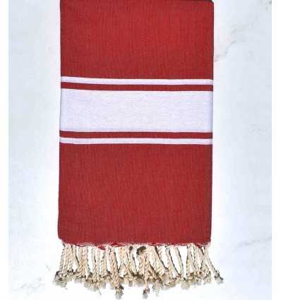 Telo mare in cotone riciclato rosso Fouta Tunisia - 1