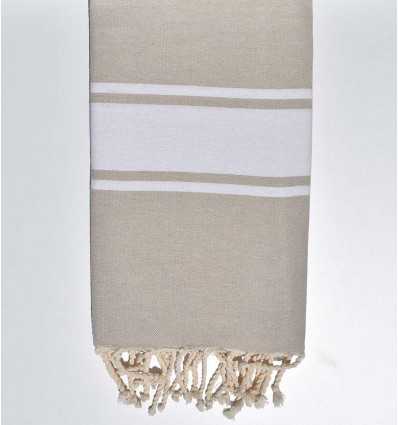 Telo mare in cotone riciclato beige Fouta Tunisia - 1