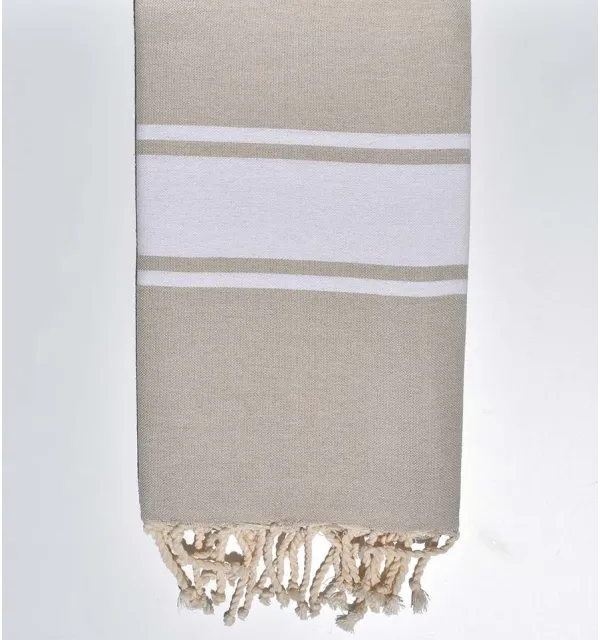 Telo mare in cotone riciclato beige Fouta Tunisia - 1